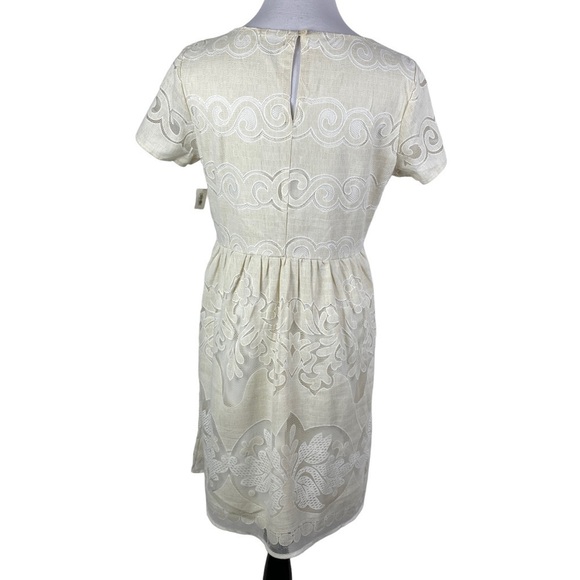 Old Navy Ivory 2-Layer Lace Mesh Keyhole Back Side Zip Dress Women's Medium NEW - Picture 2 of 14